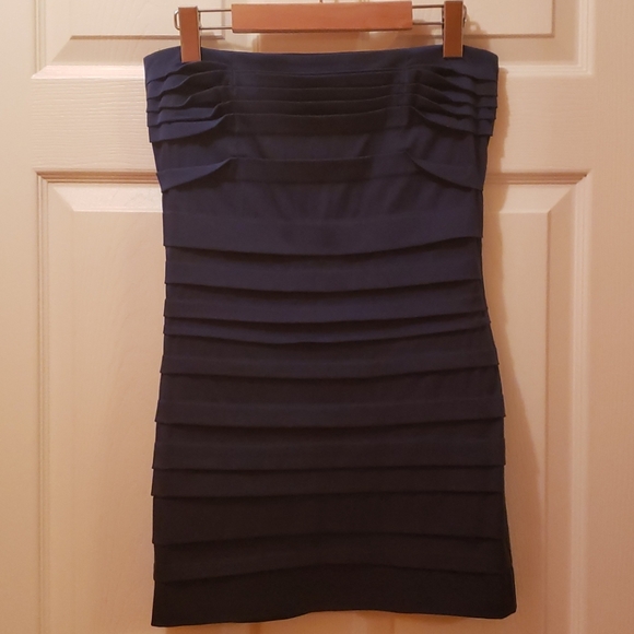 Navy Blue Tube Top Dress - Picture 2 of 4